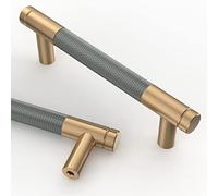 Amerdeco 10 pezzi Maniglie per Mobili da Cucina Distanza fori 96mm Oro Grigio Maniglie cucina armadietti in acciaio Lega di zincoper mobili da cucina per mobili