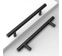 Amerdeco 20 pezzi Maniglie per Mobili da Cucina Nero Maniglie cucina Distanza fori 128 mm armadietti in acciaio inossidabile per mobili da cucina Decorazioni per la casa