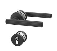 Amerdeco Maniglia per Porta Nera in Alluminio - Set PZ per Porta Blindata, Maniglia Porta Blindata Elegante