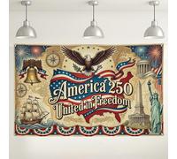 America 250 - Sfondo da parete con aquila vintage, rosso, bianco e blu, sfondo per feste per il giorno dell'indipendenza, forniture fotografiche per interni ed esterni, 180 x 109 cm
