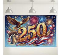 America 250th Celebration, sfondo con aquila patriottica fuochi d'artificio decorazioni per feste, sfondo fotografico per interni ed esterni, per eventi del giorno dell'indipendenza, 180 x 109 cm