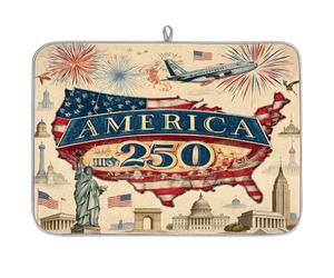 America-250th Statua della Libertà su scolapiatti retrò per bancone della cucina, tappetino scolapiatti assorbente, lavabile, per scolapiatti per piano di lavoro, 61 x 46 cm