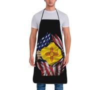 America And New Mexico Flag Torn Donna Uomo Grembiule Regolabile Grembiuli da Chef Impermeabile Grembiule da Cucina per Ristorante Caffetteria Pittura