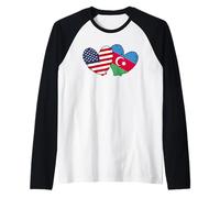 America Azerbaigian Cuore Bandiera Americana Azerbaigiani Bandiere Maglia con Maniche Raglan