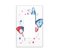 America Butterflies 4th of July Switch Cover Wall Plate 1 Gang Single Rocker, USA Independence Day Piastra elettrica per camera da letto Bagno Decor Holiday Standard Size Switchplate