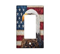 America Eagles 4th of July Switch Cover Wall Plate 1 Gang Single Rocker, USA Independence Day Piastra elettrica per camera da letto Bagno Decor Cool Fun Standard Size Switchplate