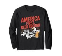 America First Retro Beer Secondo americano Detto 4 luglio Maglia a Manica