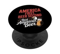 America First Retro Beer Secondo americano Detto 4 luglio PopSockets PopGrip Adesivo