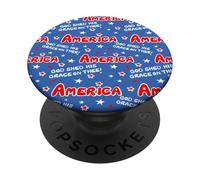America God Shed His Grace On Thee, rosso, bianco e blu PopSockets PopGrip Adesivo