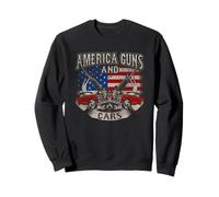 America Guns and Cars - Bandiera americana vintage patriota degli Stati Uniti Felpa