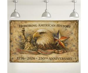 America History - Sfondo da parete con aquila vintage, decorazione a stella, sfondo patriottico per interni/esterni per celebrazioni, forniture per feste per il 250° anniversario, 180 x 109 cm