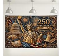 America Independence Celebration - Sfondo da parete patriottico vintage, sfondo rosso blu oro per feste per eventi del 4 luglio, 180 x 109 cm