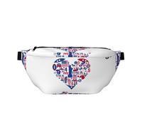 America Independence Day - Marsupio con stampa a forma di cuore, per donne e uomini, grande borsa a tracolla per escursionismo, viaggi, facile da trasportare