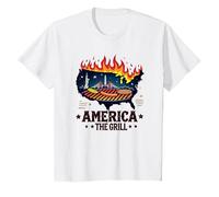 America La Griglia Maglietta, Bambini, Bianco, 10 Anni