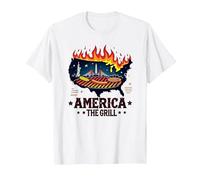 America La Griglia Maglietta, Uomo, Bianco, L