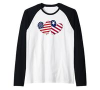 America Liberia Cuore amore Doppia bandiera americana liberiana Maglia con Maniche Raglan
