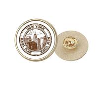 America New York Classic Country City rotonda metallo dorato spilla clip, Medio