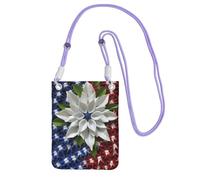 America Patriotic Flower Crossbody Borsa per telefono per donne e uomini impermeabile mini borsa per cellulare portafoglio piccole borse a tracolla con cinturino regolabile da viaggio sacchetto per