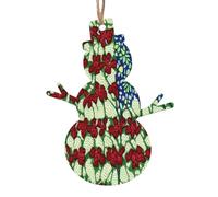(America Patriotic Flower) Stampa intagliata Woodland Christmas Collection Snowman Shape - Ornamenti in legno naturale con finitura brunita artigianale, 4 forme festive e 1/2/4/6 opzioni multipack