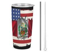 America Peruvians Peru Friendliness Flag Bicchiere in acciaio inossidabile da 20 once, tazza da viaggio per auto a doppia parete sottovuoto con coperchio a cannuccia per uomini e donne, regali di caf