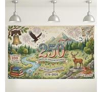America - Sfondo da parete semiquincentenario, decorazioni vintage per celebrazioni della natura, sfondo fotografico rustico verde e marrone, per festa dell'indipendenza, 180 x 109 cm