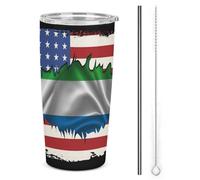 America Sierra Leone Leonean Friendliness Flag Bicchiere in acciaio inossidabile da 20 once isolato, tazza da viaggio per auto a doppia parete sottovuoto con coperchio a cannuccia per uomini e donne,