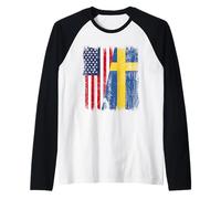 America Svezia Mezza bandiera Radici svedesi americane Maglia con Maniche Raglan