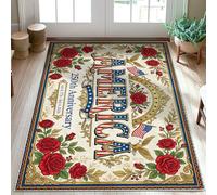 America, tappeto patriottico vintage con aquila del 4 luglio rosso retro antiscivolo per interni zerbino accenti tappeto non perde ingresso bagno cucina porta decorazione 7,6 x 1,5 m