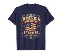 America Turns 250 I Turn 50 Design Patriottico Compleanno Maglietta