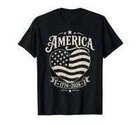 America US Flag Heart 1776 2026 250th Anniversary 4th Luglio Maglietta