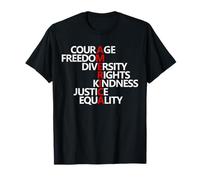 America Valori Word Art Coraggio Libertà Diversità 4 luglio Maglietta