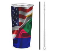 America Vs Comorin, bandiera del popolo delle Comore, bicchiere termico in acciaio inossidabile da 20 once, tazza da viaggio per auto a doppia parete con coperchio a cannuccia, per uomini e donne, re