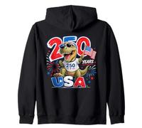 American 250 Year T-Rex Dinosaur - Kids Color Graphic Felpa con Cappuccio
