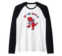 American 250 Year T-Rex Dinosaur - Kids Color Graphic Maglia con Maniche Raglan