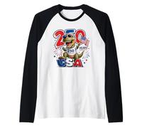 American 250 Year T-Rex Dinosaur - Kids Color Graphic Maglia con Maniche Raglan