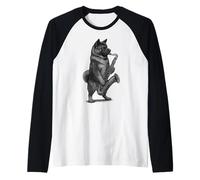 American Akita Suonare Sassofono Musica Jazz Amante Del Cane Maglia con Maniche Raglan