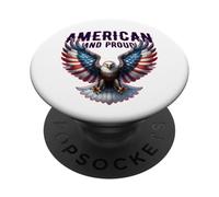 American and Proud USA Aquila con bandiera americana a tema design PopSockets PopGrip Adesivo