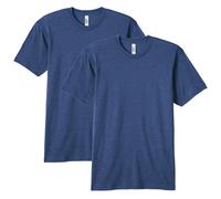 American Apparel Blend Crewneck Short Sleeve Track T-Shirt, 2-Pack, Tri-Indaco, XL Unisex-Adulto