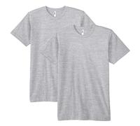 American Apparel Maglietta a Maniche Corte Girocollo in Jersey fine, T-Shirt, Grigio mélange (Confezione da 2), L Uomo