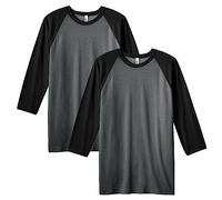 American Apparel Maglietta Unisex CVC Raglan, Stile G2003CVC, Confezione da 2, Grigio Antracite/Nero (Confezione da 2), M