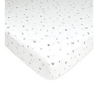 American Baby Company Jersey Stampato Lenzuolo per Culla con Angoli, Cotone, Stelle Grigie e Luna, 1 Count (Pack of 1)