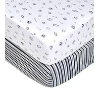American Baby Company - Set di 2 lenzuola con angoli stampati in 100% jersey di cotone, per culla standard e materassi per bambini, blu navy/grigio