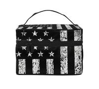 American Bald Eagle Camouflage Print Portable Travel Makeup Case Versatile Zipper per Makeup Bag Grande Capacità Poliestere, Nero, Taglia Unica, Nero, One Size