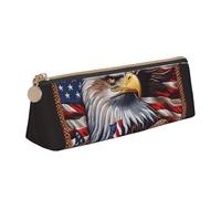 American Bald Eagle Print - Astuccio in pelle di grande capacità, con cerniera, per scuola, viaggi, trucchi