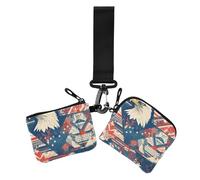 American Bird Blue Red Wild - Portafoglio portamonete da donna minimalista con portachiavi, 2 pezzi, Uccello americano blu rosso selvatico, 1 size, Casual