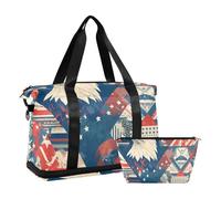 American Bird - Borsa da allenamento con motivo uccello blu e rosso, borsa da viaggio con tracolla regolabile, set da 2 pezzi, Uccello americano blu rosso selvatico, 1 size