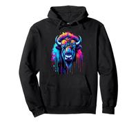 American Bison Lovers Colorful Pop Art Bisonte americano Felpa con Cappuccio