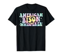 American Bison Whisperer Funny Animal Lover Groovy Tie Dye Maglietta
