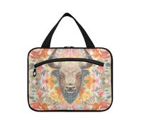 American Bisonte Fiore Floreale Hanging Kit per gli Uomini Viaggio con Gancio, Designer Carino Trucco Borsa per Auto per Accessori per Le Donne Viaggio bolsas de maquillaje para Mujer L