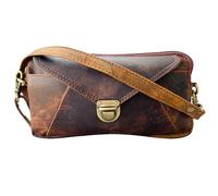 american blue Borsa a tracolla in pelle per donne, piccolo portafoglio per telefono cellulare, Marrone, 8X4X1.5 inch